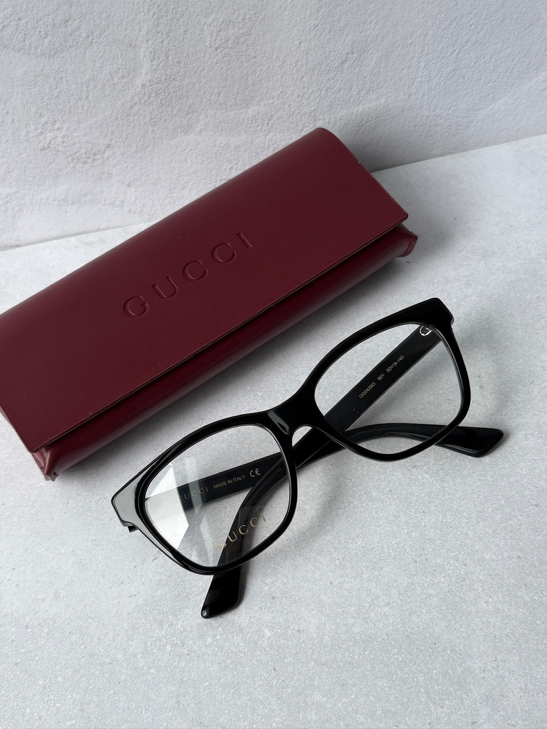 Gucci GG0420O Crystal Logo Cat Eye Eyeglasses Frames in Black