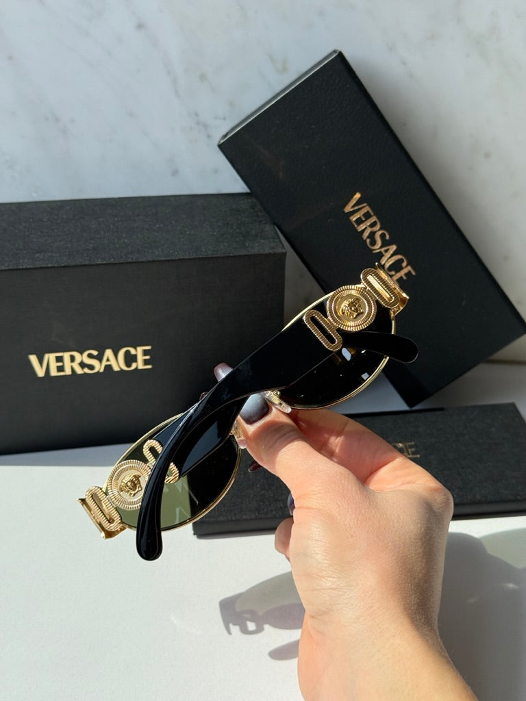 Versace VE2299 Oval Medusa Sunglasses in Gold Green