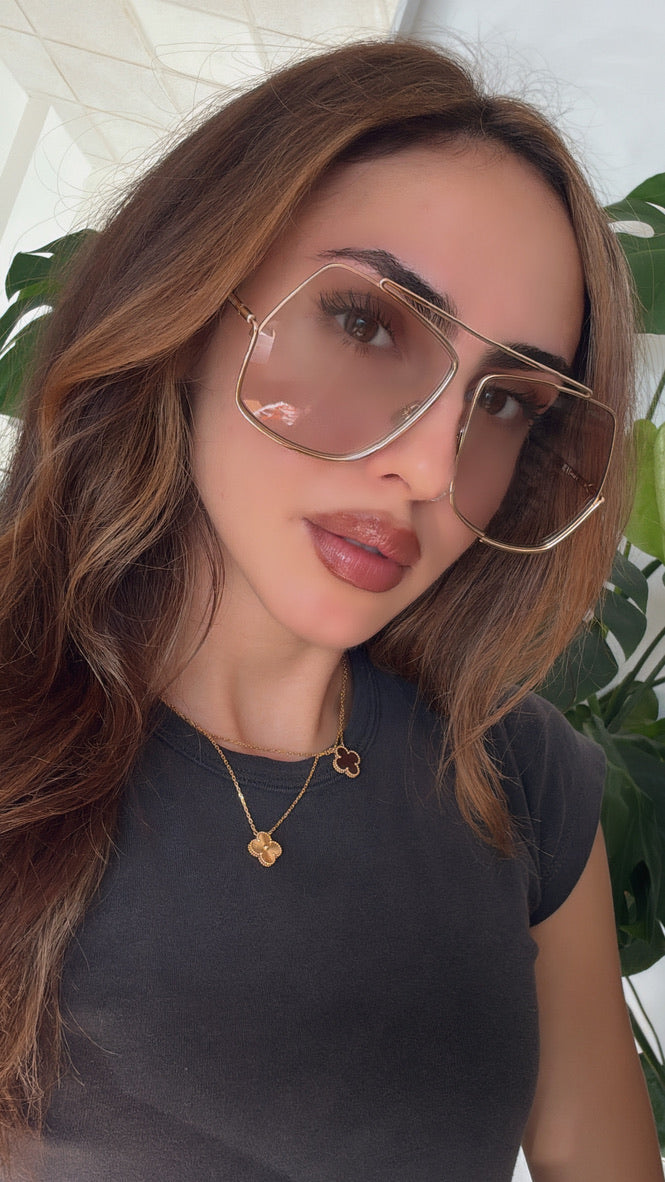 Max Mara MM0006/S Elsa Oversized Sunglasses in Gold Smoke