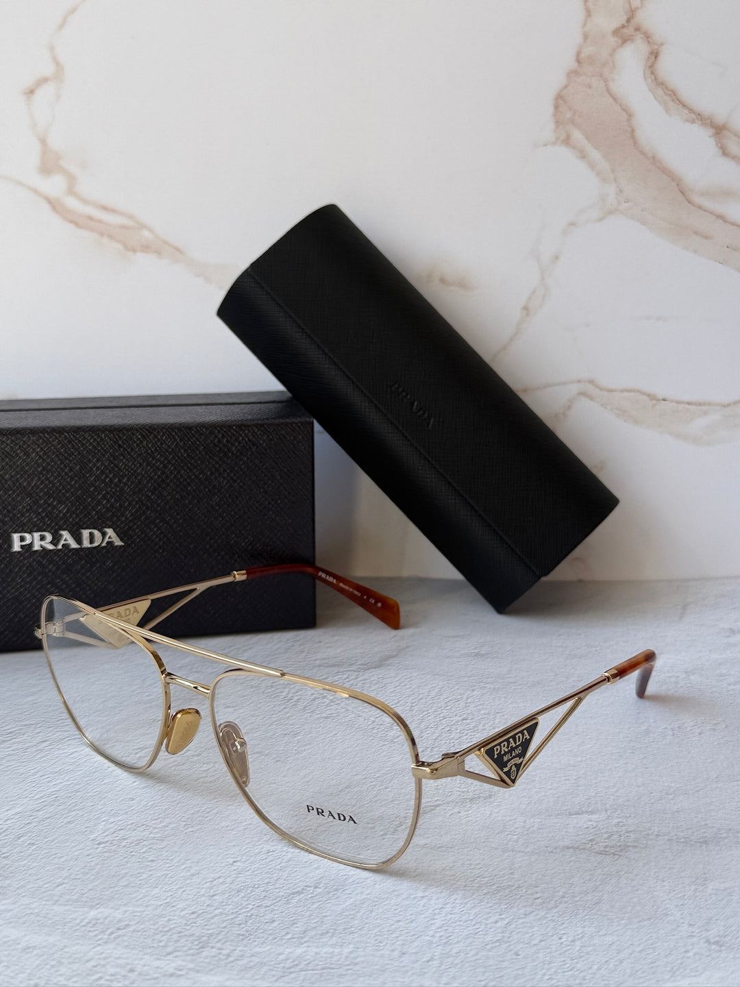 Prada PR B50V Pilot Eyeglasses Frames in Gold