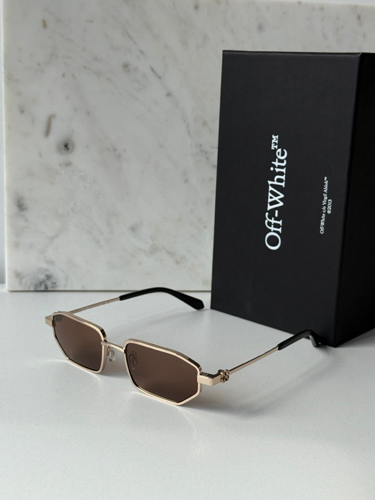 Off White Loa Sunglasses in Gold Brown