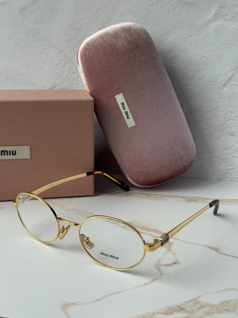 Miu Miu MU50ZV Gold Oval Eyeglasses Frames