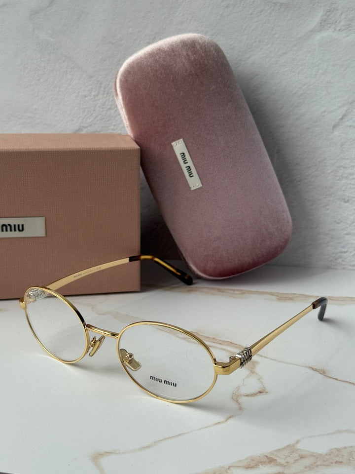 Miu Miu MU50ZV Gold Oval Eyeglasses Frames