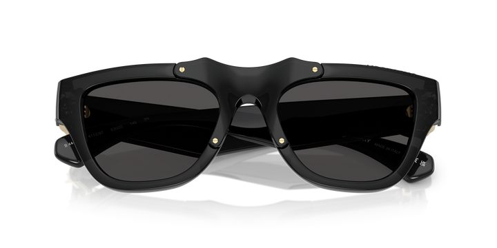 Burberry BE4445U black sunglasses, square dark lenses with curved temple arms