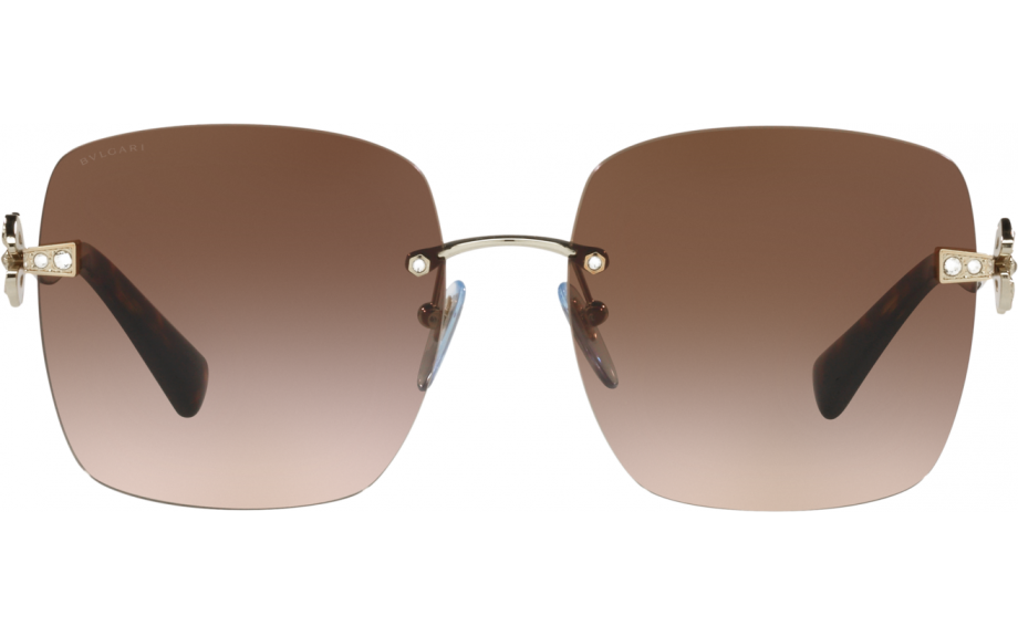 Square rimless sunglasses in brown with gradient lenses and gold-tone hinges