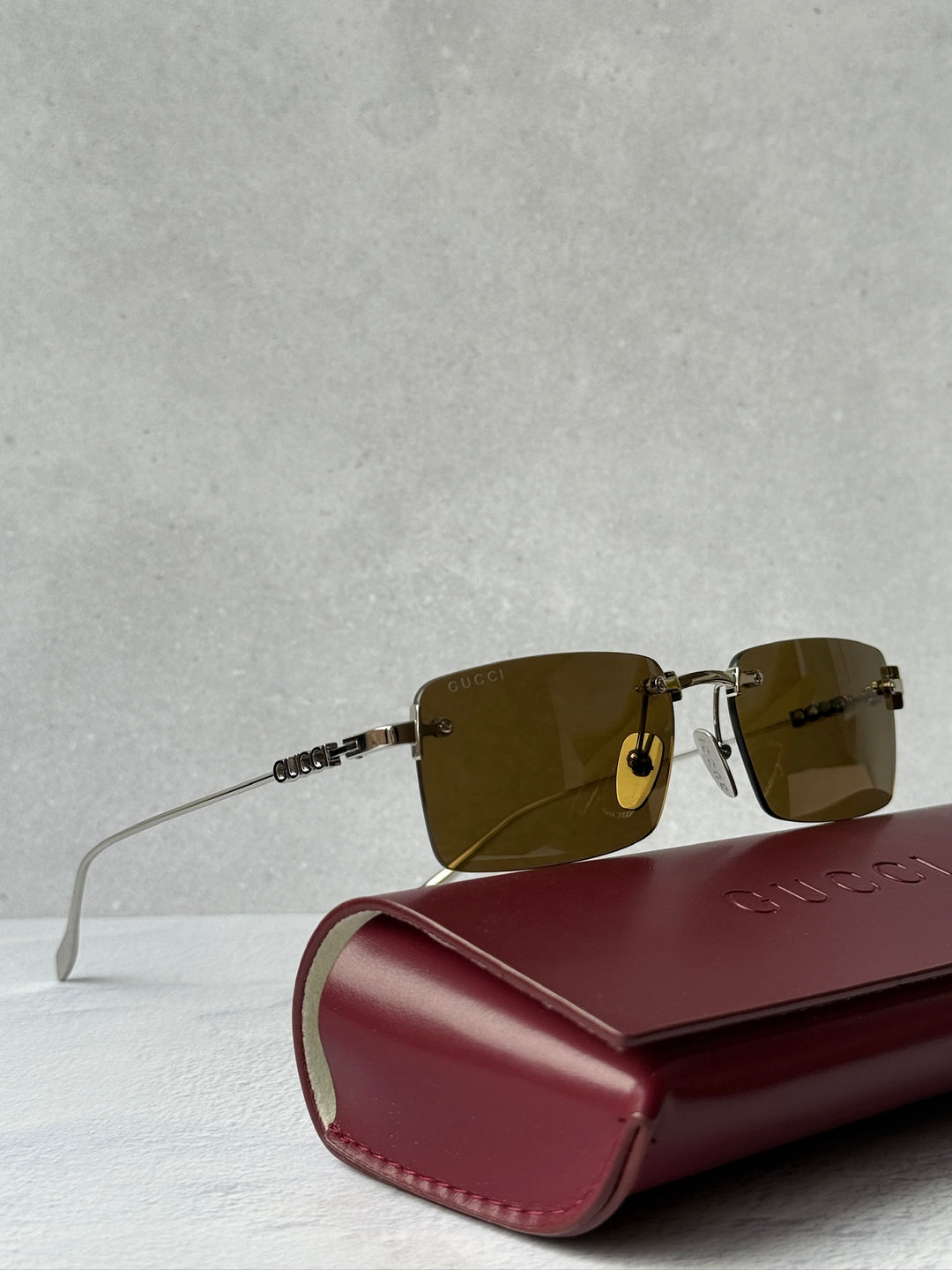 Gucci GG1941S Rimless Sunglasses in Silver Brown