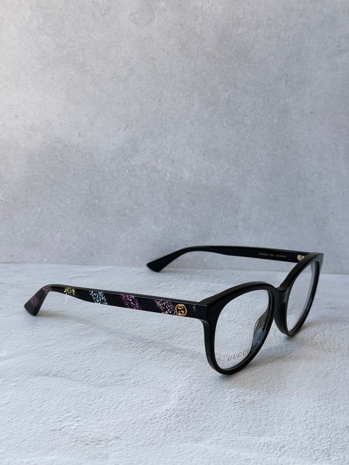 Gucci GG0329O Cat Eye Eyeglasses Frames in Black Glitter