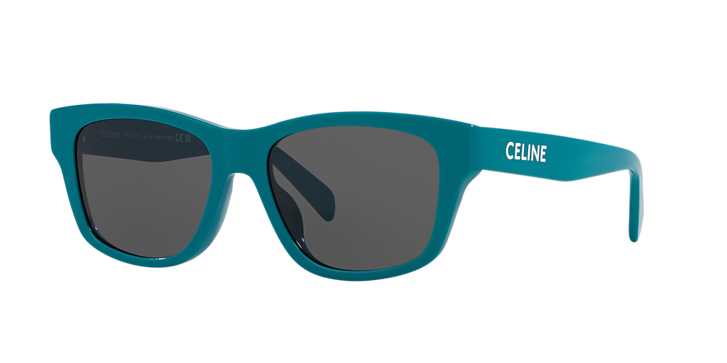 NEW Celine CL40249U Sunglasses in Turquoise Green Celine MONOCHROMS 55mm Square Shiny Turquoise Smoke Green  main image 2