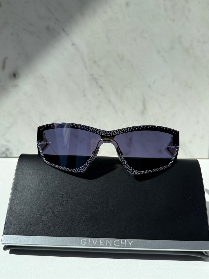 Givenchy GV4100US Cut Strass Silver Shield Sunglasses
