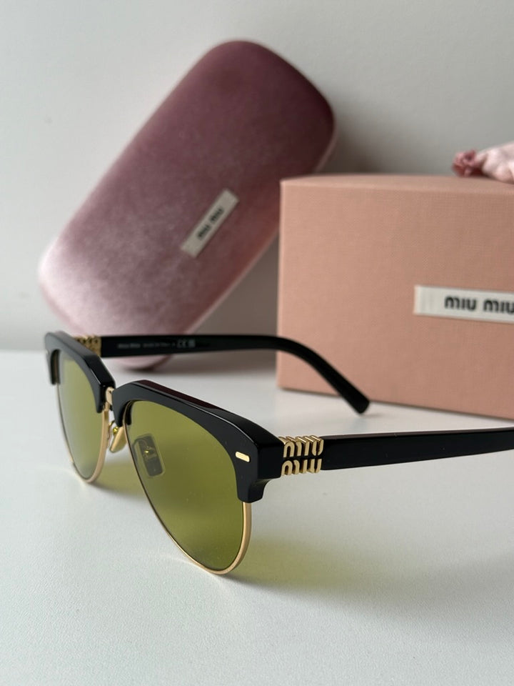 Miu Miu MU09ZS Black Green Lens Sunglasses