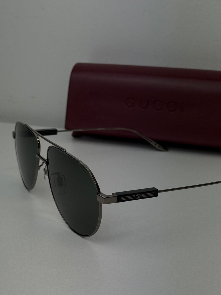 Gucci GG1311S Silver Metal Aviator Sunglasses