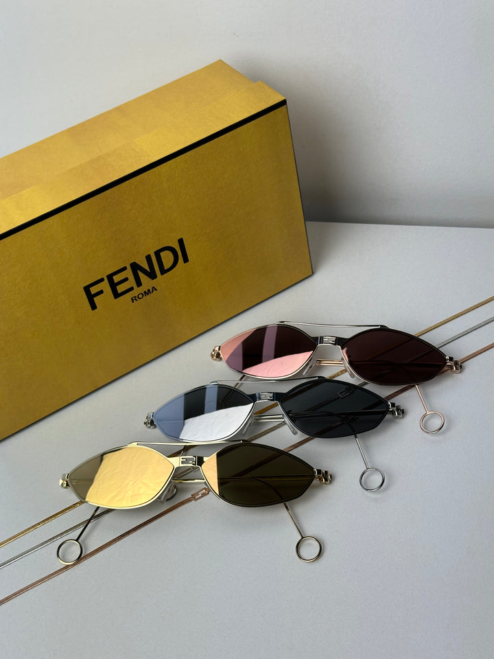 Fendi Baguette FE40114U-Y Mirror Sunglasses in Red Chain