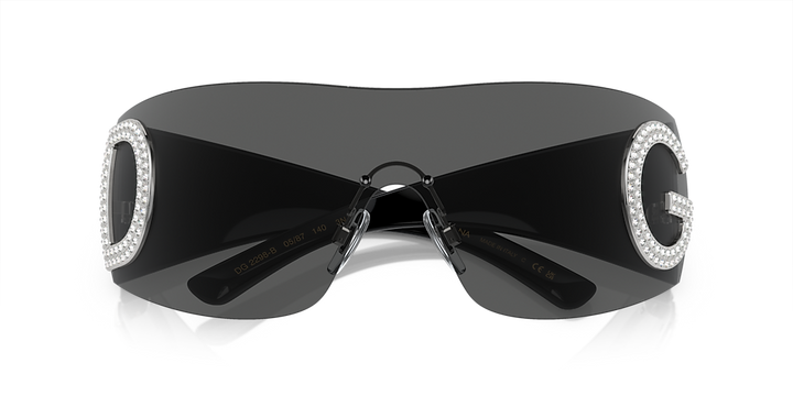 Dolce &amp; Gabbana DG2298B Gafas de sol con escudo negro cristalino 