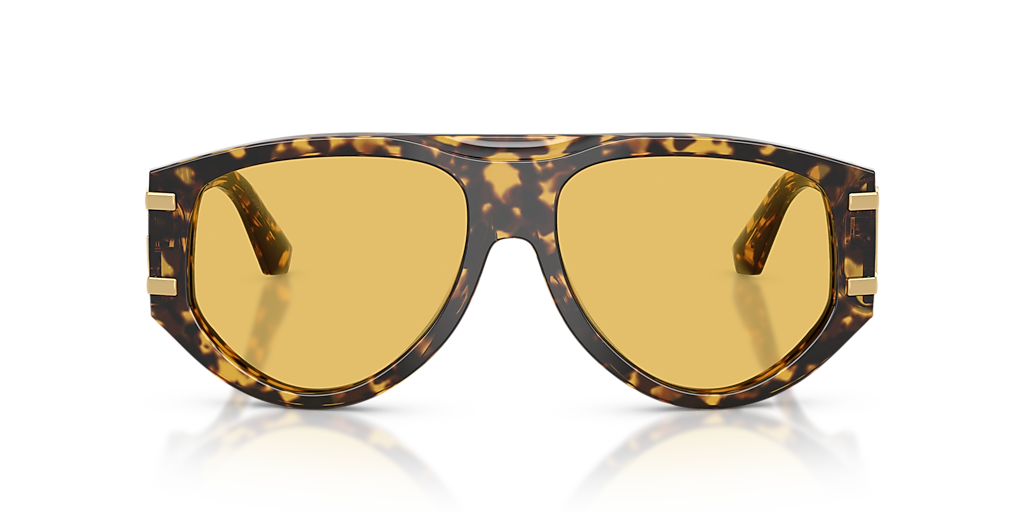 DG4499 aviator sunglasses, tortoiseshell frame and gold lenses, front close-up