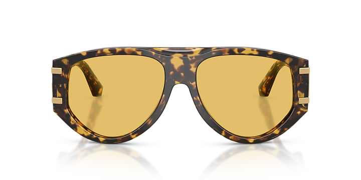 DG4499 aviator sunglasses, tortoiseshell frame and gold lenses, front close-up
