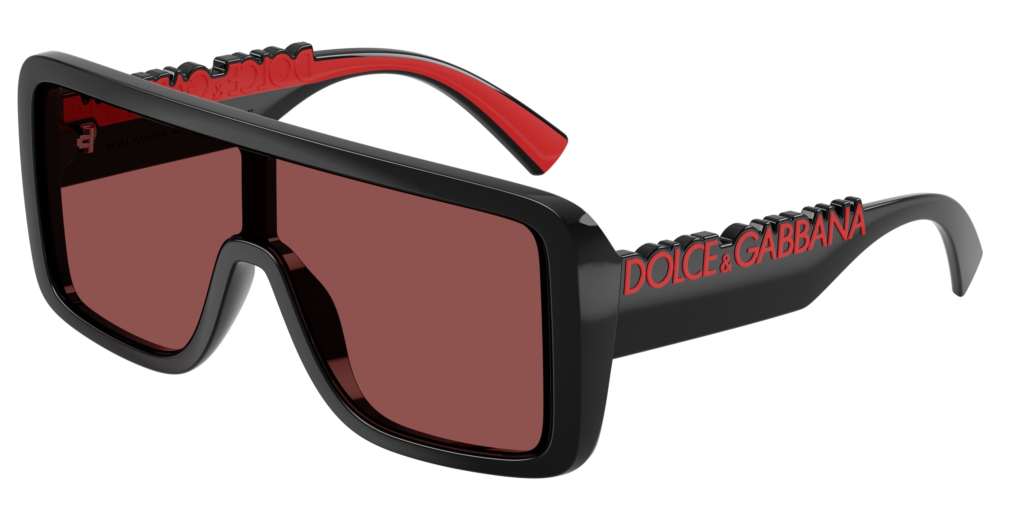 Dolce Gabbana DG6204 Oversized Mask Black Red Sunglasses
