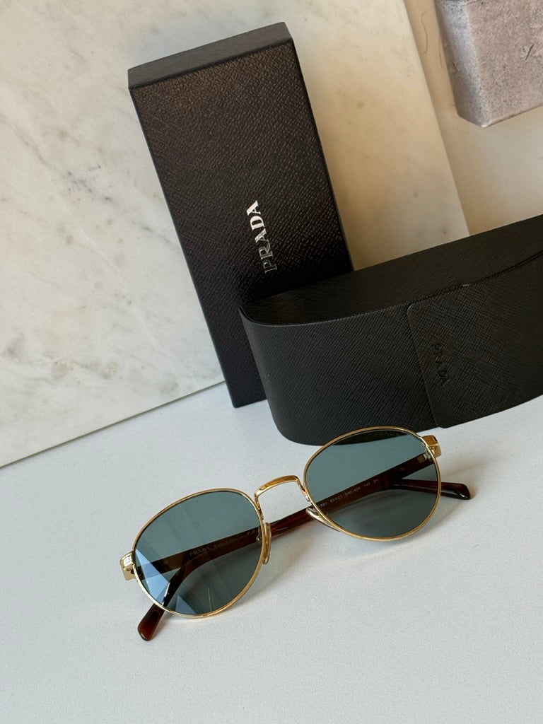 Prada PR B51S Sunglasses in Gold Tinted Blue