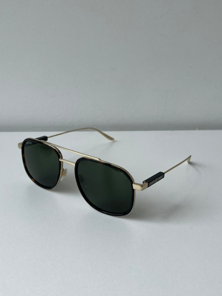 Gucci GG1310S Havana Brown Metal Aviator Sunglasses