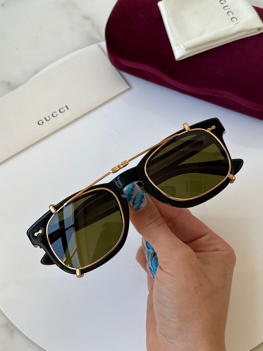 Gucci GG0182S Black Clip On Sunglasses