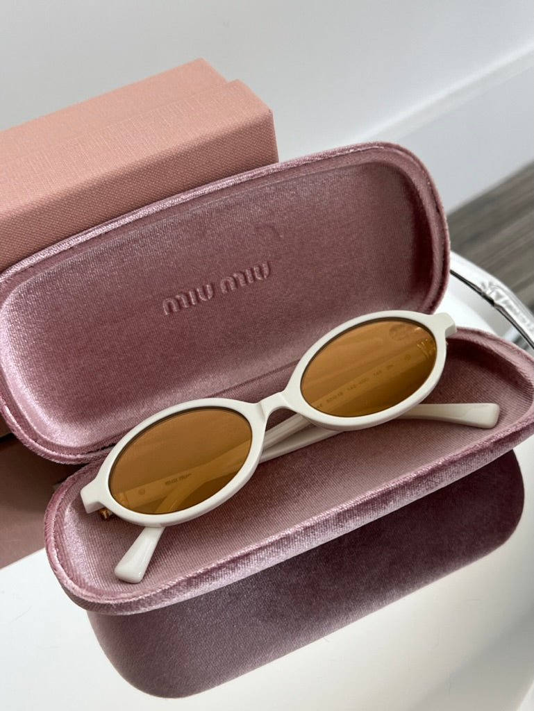 Miu Miu MU04ZS White Oval Sunglasses