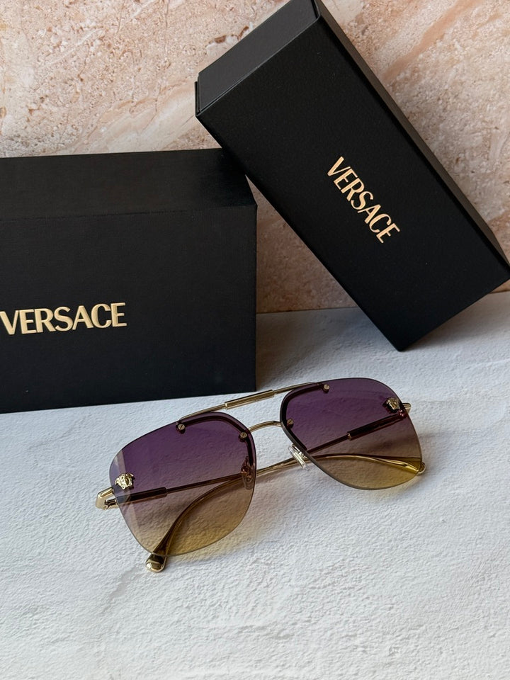 Versace VE2296 Medusa Aviator Sunglasses in Gold Violet