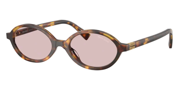 Miu Miu MU04ZS Honey Havana Light Pink Oval Sunglasses