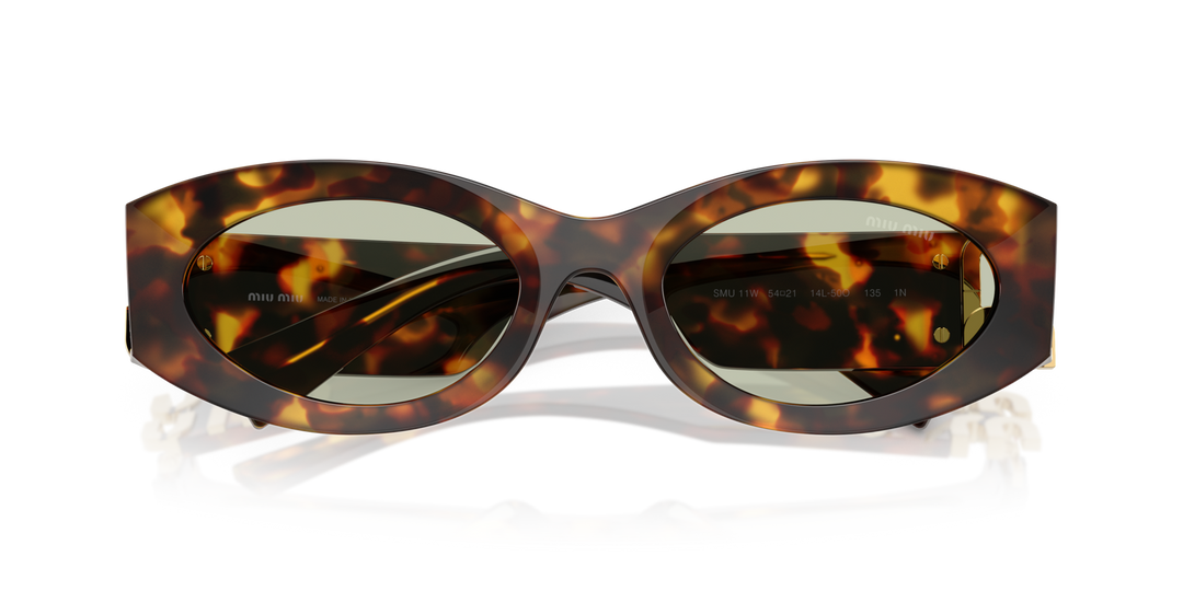 Miu Miu MU11WS Honey Havana Oval Sunglasses