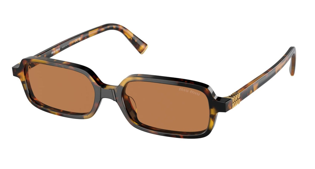 Miu Miu MU11ZS Havana Brown Rectangular Sunglasses | Designer Daydream