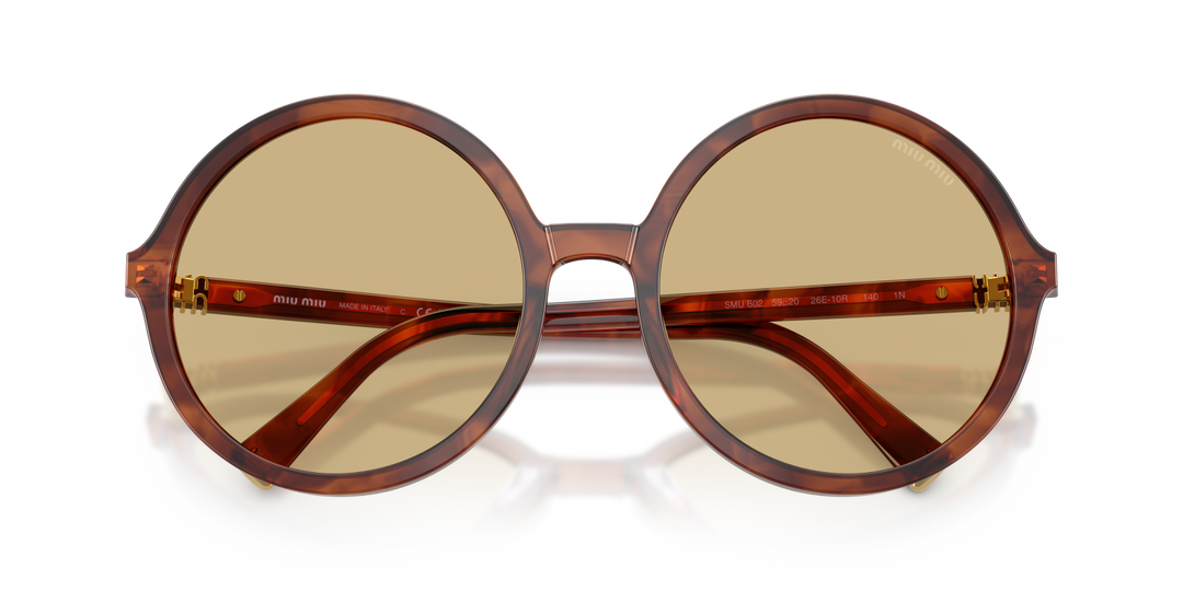Miu Miu MU B02S Brown Yellow Oversized Round Sunglasses