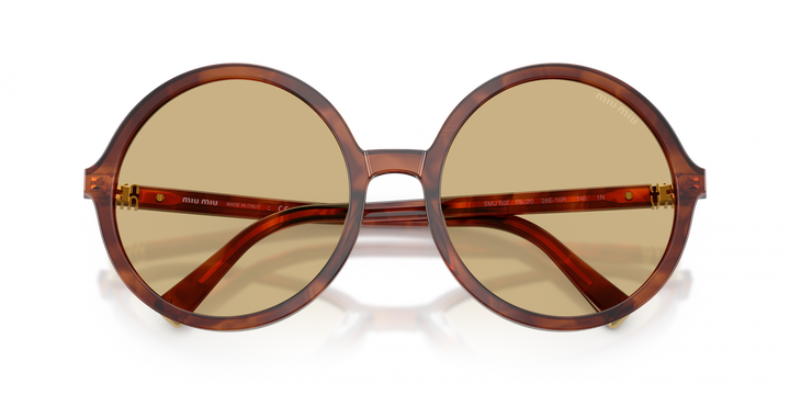 Miu Miu MU B02S Brown Yellow Oversized Round Sunglasses