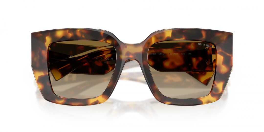 Miu Miu MU B05S Honey Tortoise Square Sunglasses