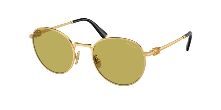 Miu Miu MU55ZS Gold Green Lens Round Sunglasses
