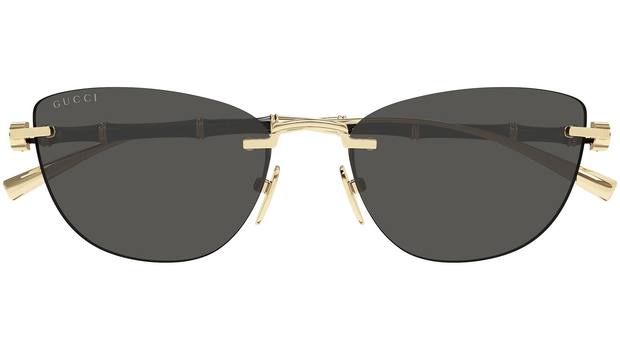 Gucci GG2063S Cat Eye Bamboo Sunglasses in Gold Black – Designer