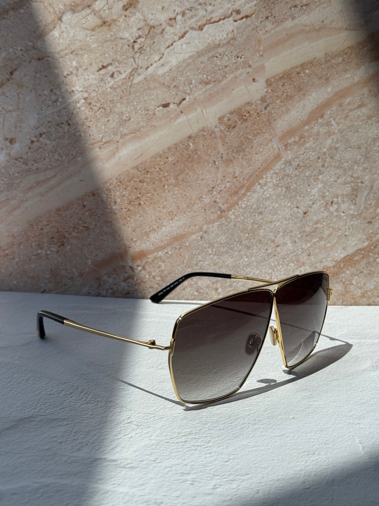 Tom Ford Stella FT1185 Squared Sunglasses in Gold Grey