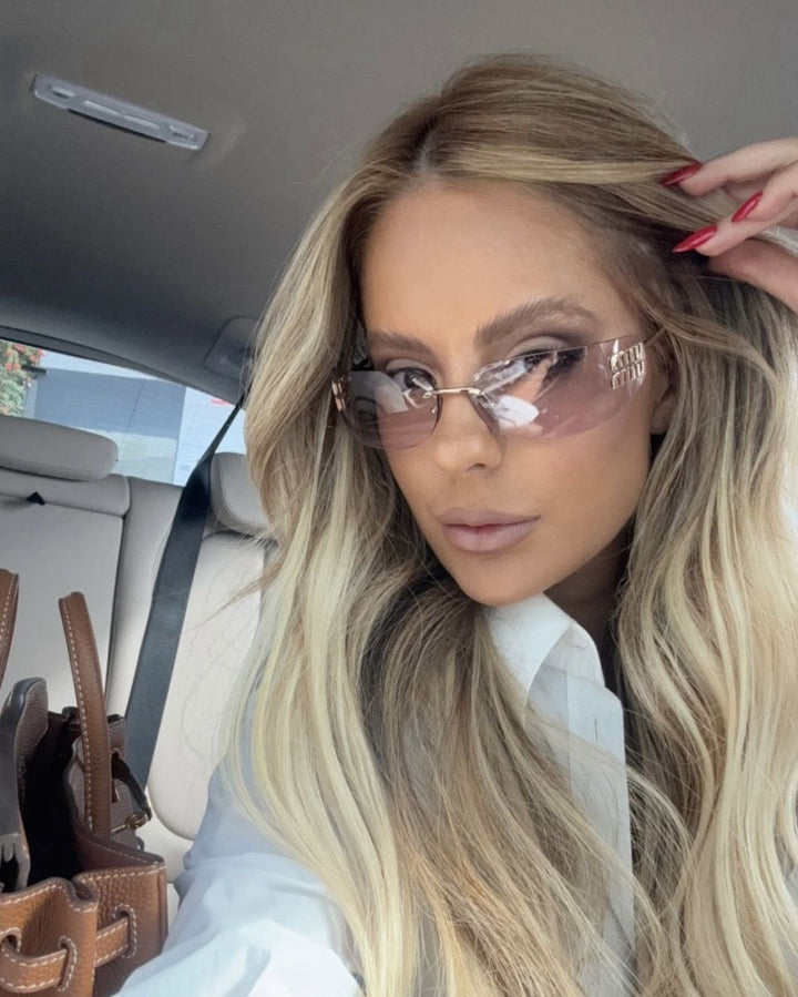 Miu Miu MU A51S Pink Rimless Mask Sunglasses