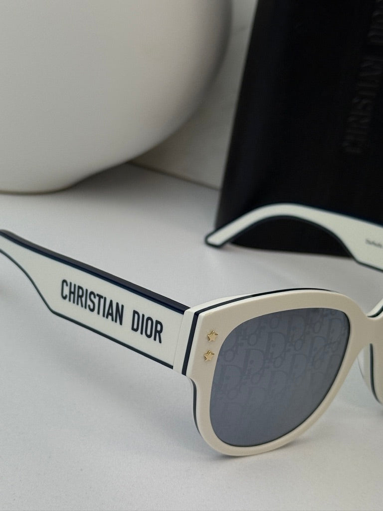 Dior Pacific B2F Rounded Sunglasses in White Mirror