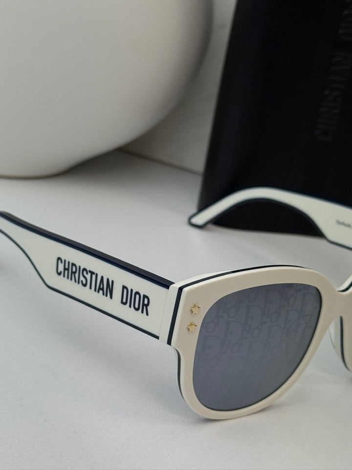 Dior Pacific B2F Rounded Sunglasses in White Mirror