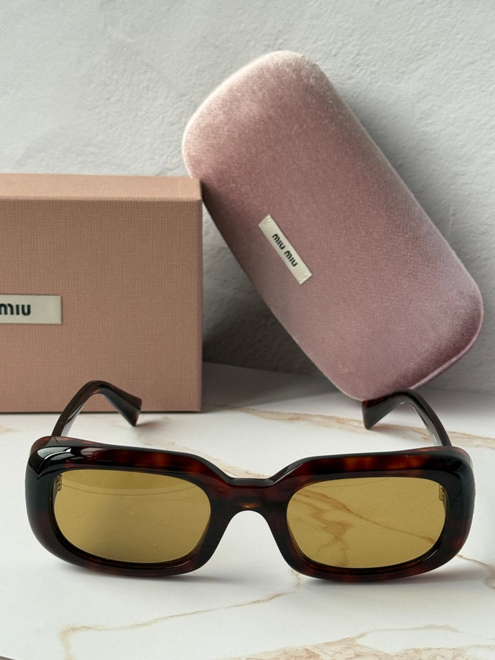 Miu Miu MU B13S Havana Brown Rectangular Sunglasses