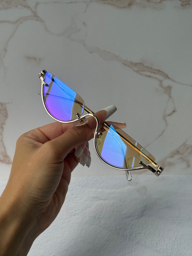 GG1603S Half Rim Sunglasses in Gold Pink Mirror