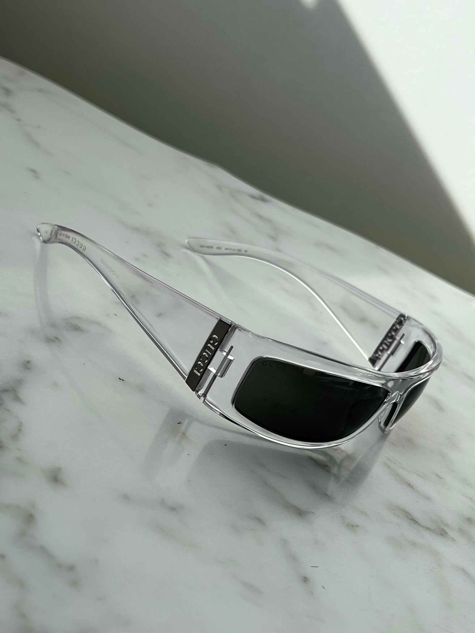 Gucci GG1492S Shield Sunglasses in Clear – Designer Daydream