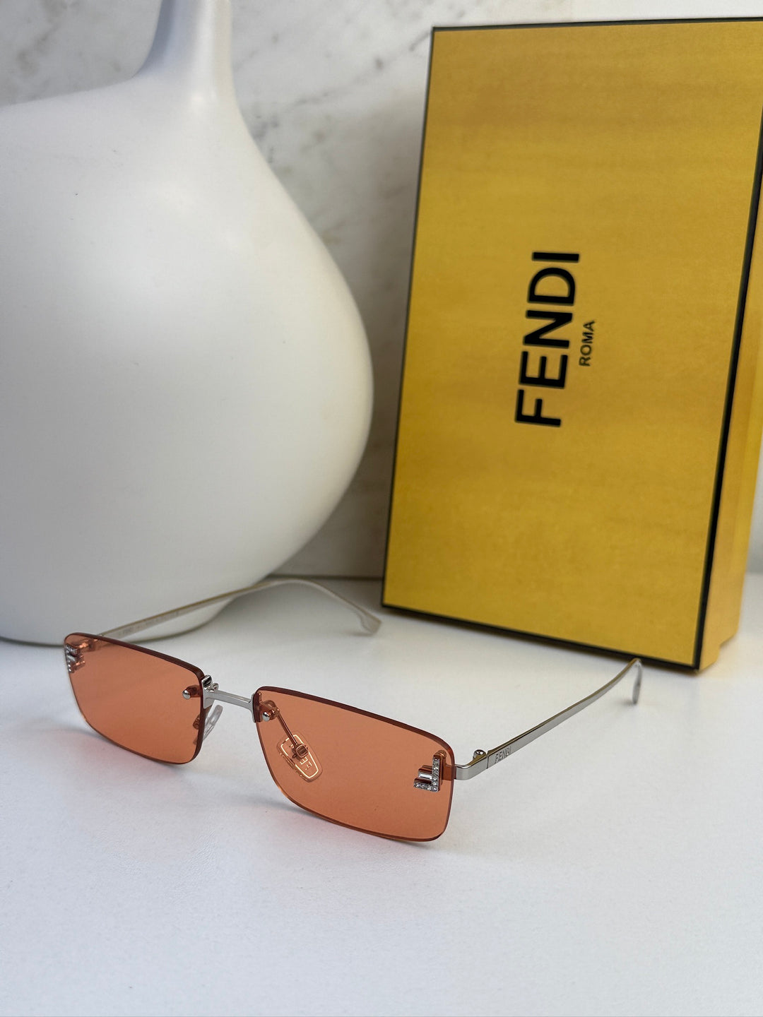 Fendi First FE4172US Rimless Sunglasses in Orange