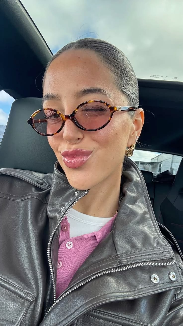 Miu Miu MU04ZS Honey Havana Light Pink Oval Sunglasses
