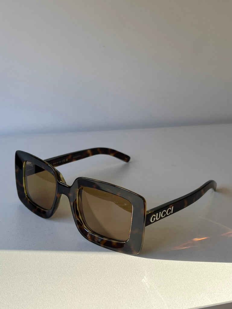 Gucci GG1718S Square Sunglasses in Spotted Havana