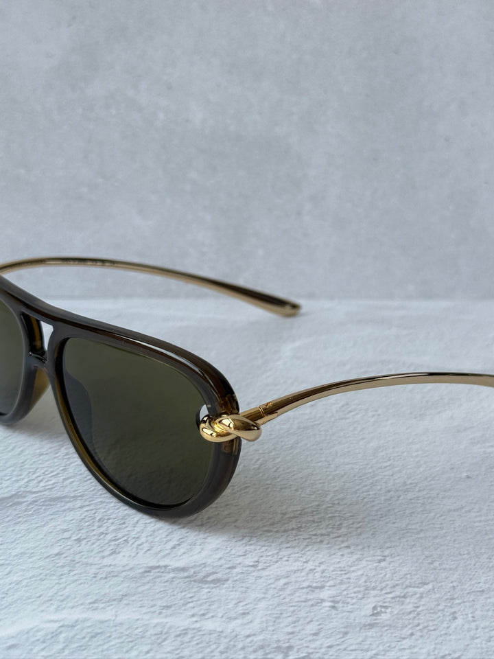 Bottega Veneta BV1418S Aviator Sunglasses in Green
