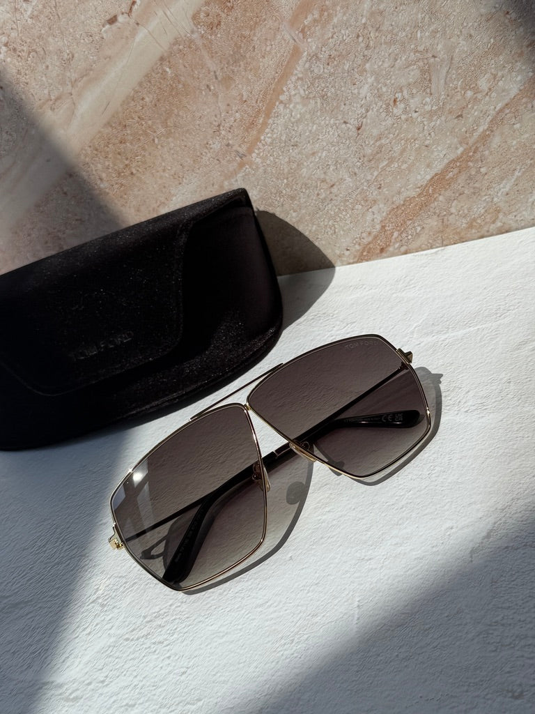 Tom Ford Stella FT1185 Squared Sunglasses in Gold Grey