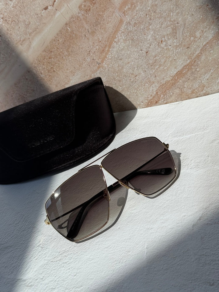 Tom Ford Stella FT1185 Squared Sunglasses in Gold Grey