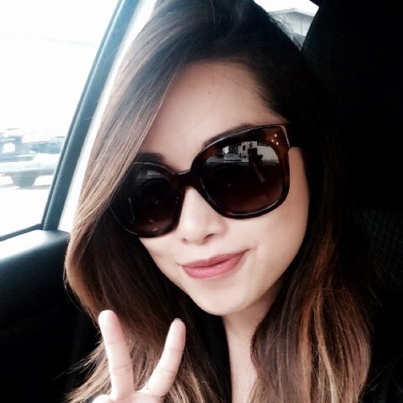 Celine Havana brown sunglasses on model with dark tinted lenses