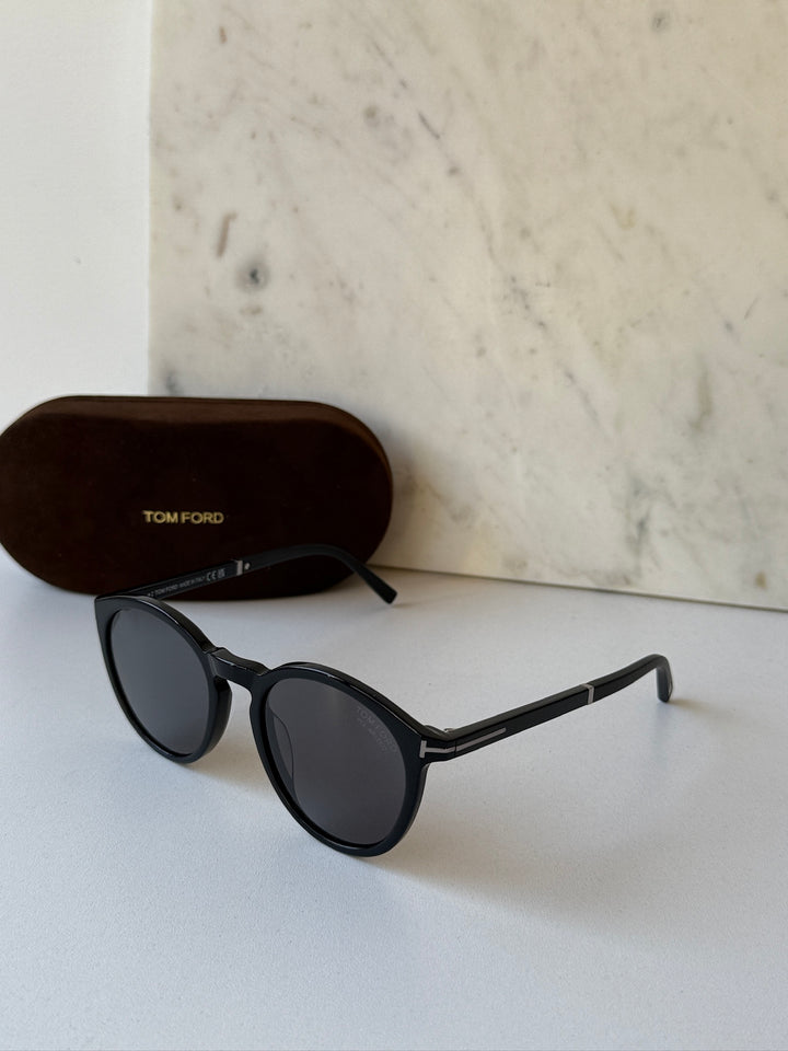 Tom Ford FT1021-N Round Sunglasses in Black Polarized