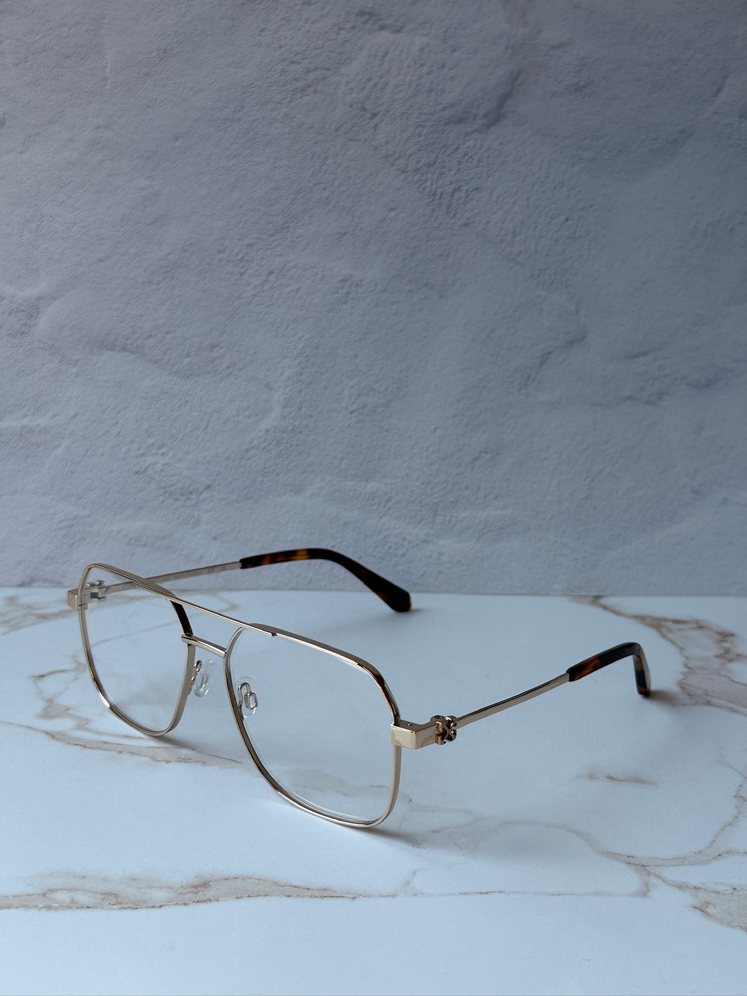 Off White Style 7J Pilot Eyeglasses Frames in Gold