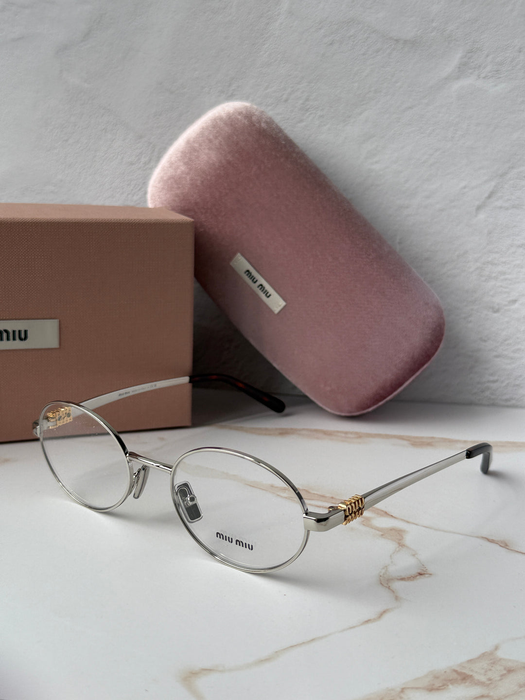 Miu Miu MU50ZV Silver Oval Eyeglasses Frames
